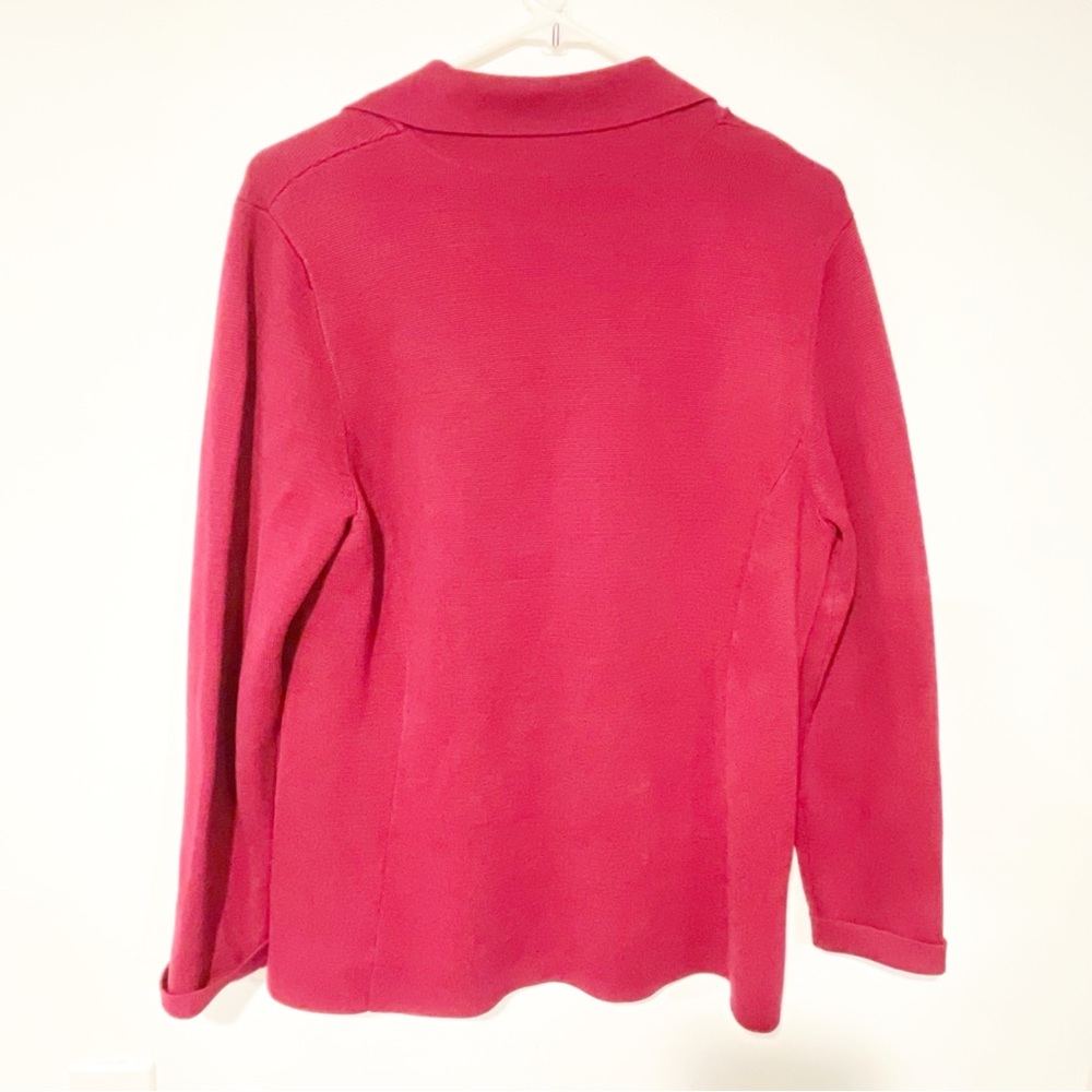 Eileen Fisher Size Medium Red Boiled Merino Wool Button Front Jacket - Picture 5 of 5